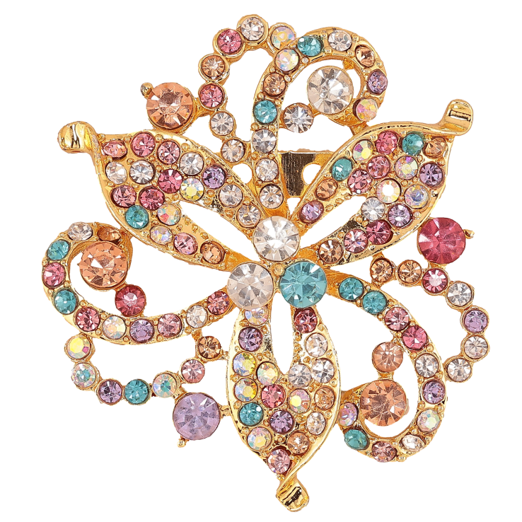 Брошка "Квітка з різнокольоровими стразами" фото №22