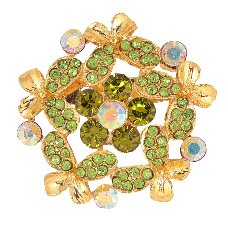 Брошь "Цветок с зелеными стразами" фото №4