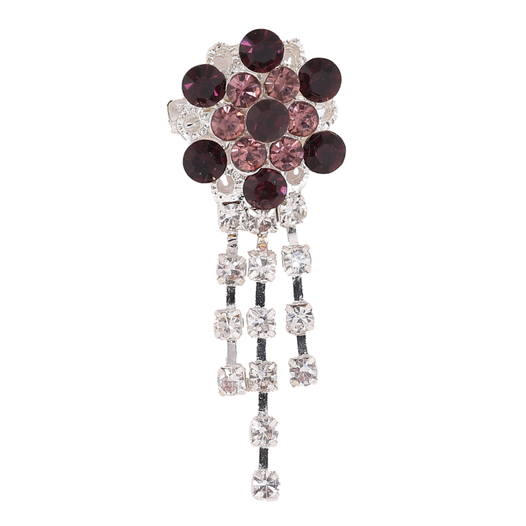 Брошь "Цветок с бордовыми стразами" фото №8