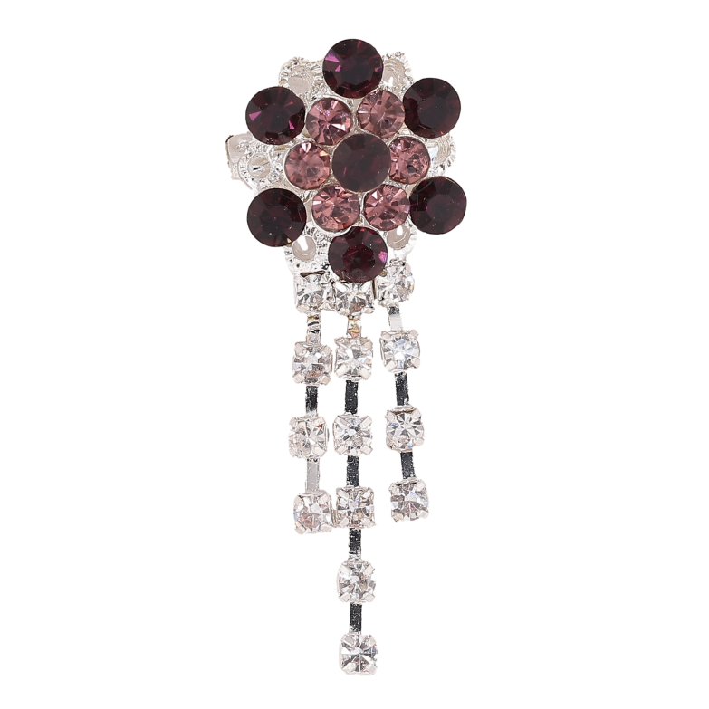 Брошка "Квітка з бордовими стразами" фото №3