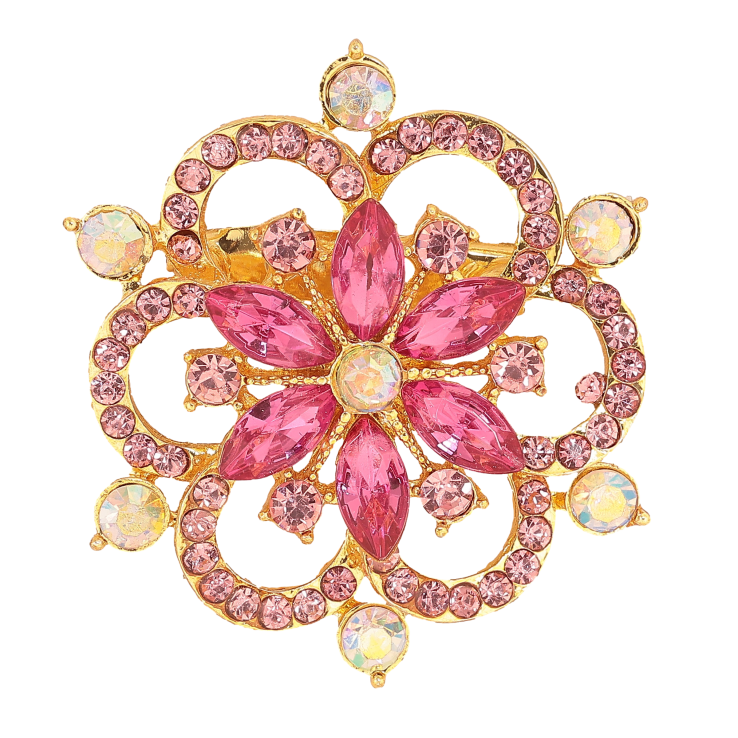 Брошь "Цветок с розовыми стразами"  фото №6