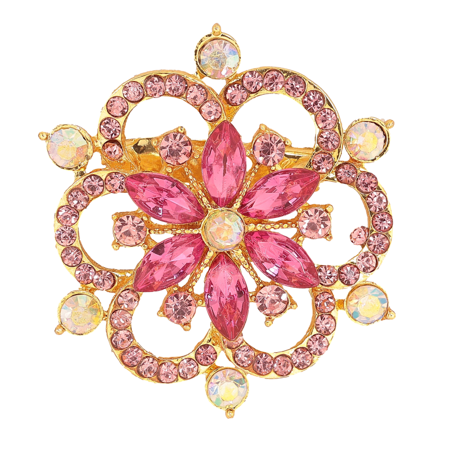 Брошь "Цветок с розовыми стразами"  фото №1