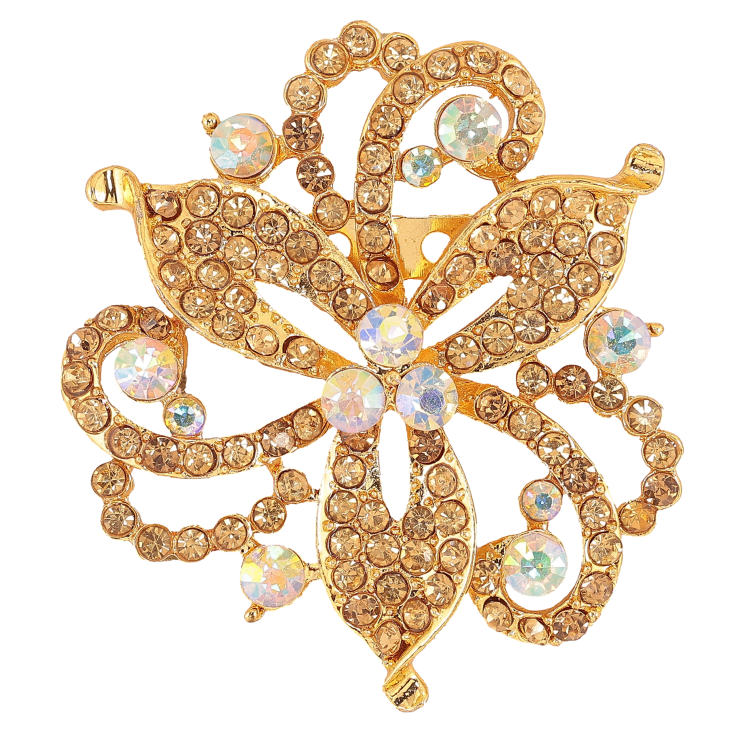 Брошка "Квітка з золотистими стразами" фото №20