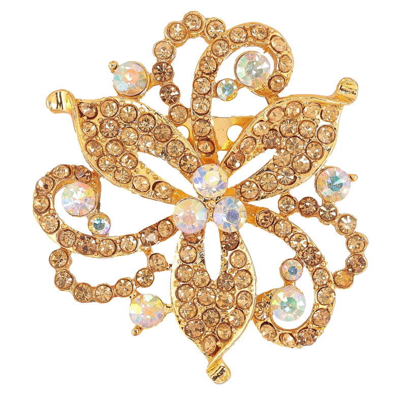 Брошь "Цветок с золотистыми стразами" фото №1