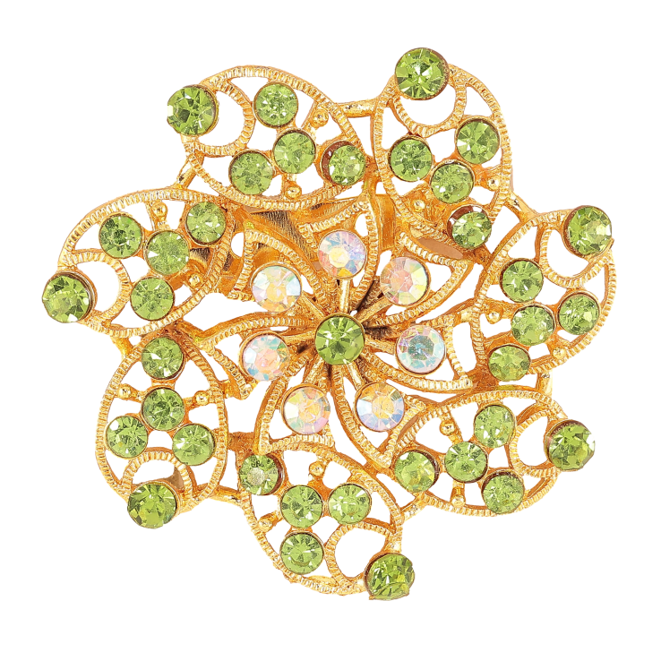 Брошка "Квітка з зеленими стразами" фото №22