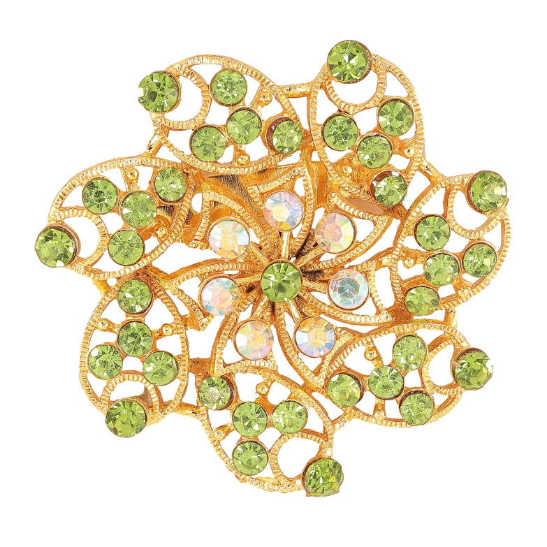 Брошка "Квітка з зеленими стразами" фото №1