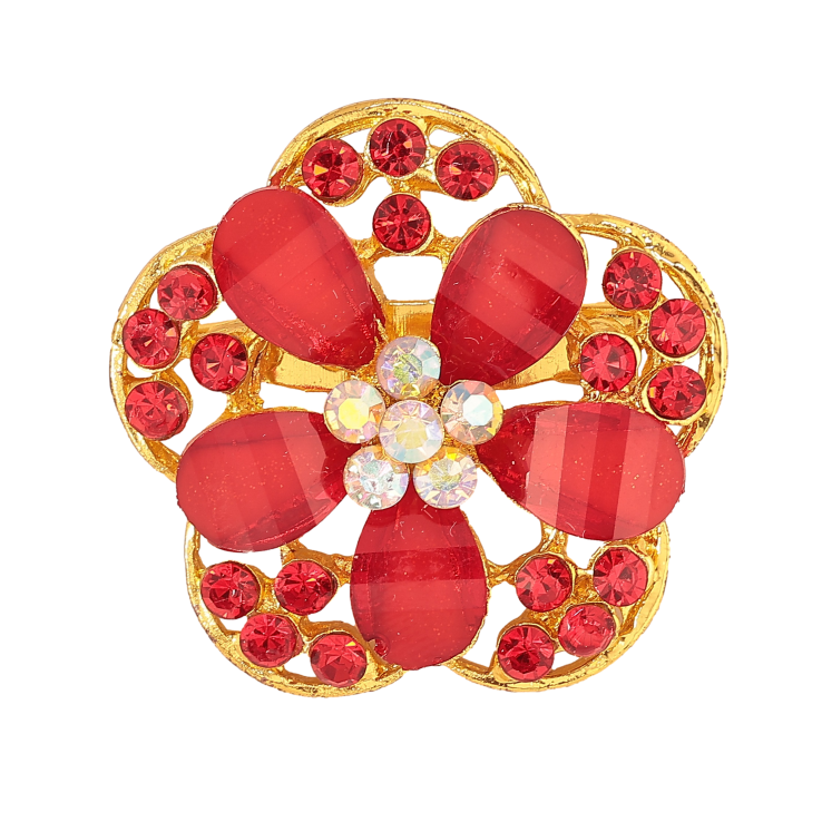 Брошь "Цветок с красными стразами" фото №23