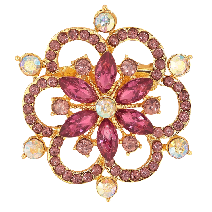 Брошь "Цветок с бордовыми стразами"  фото №8