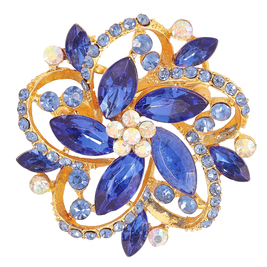 Брошка "Квітка з синіми стразами" фото №1 Брошка "Квітка з синіми стразами" фото №1
