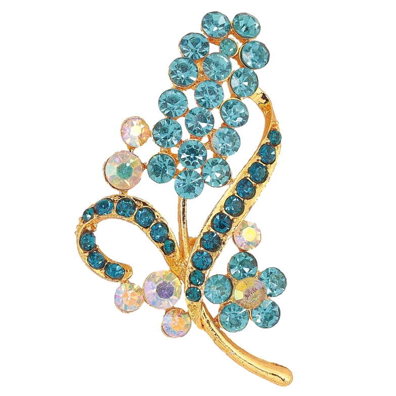 Брошь "Цветок с бирюзовыми стразами" фото №1
