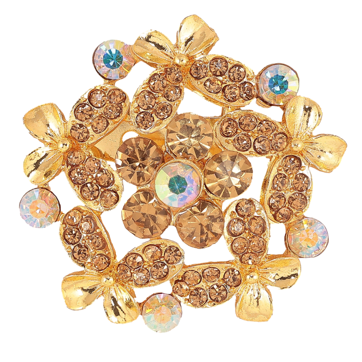 Брошь "Цветок с песочными стразами" фото №2
