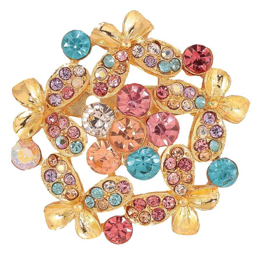 Брошь "Цветок с разноцветными стразами" фото №1