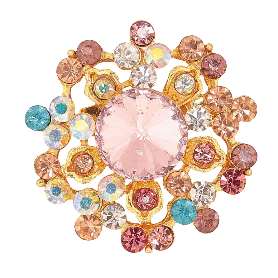 Брошка "Квітка з різнокольоровими стразами" фото №1