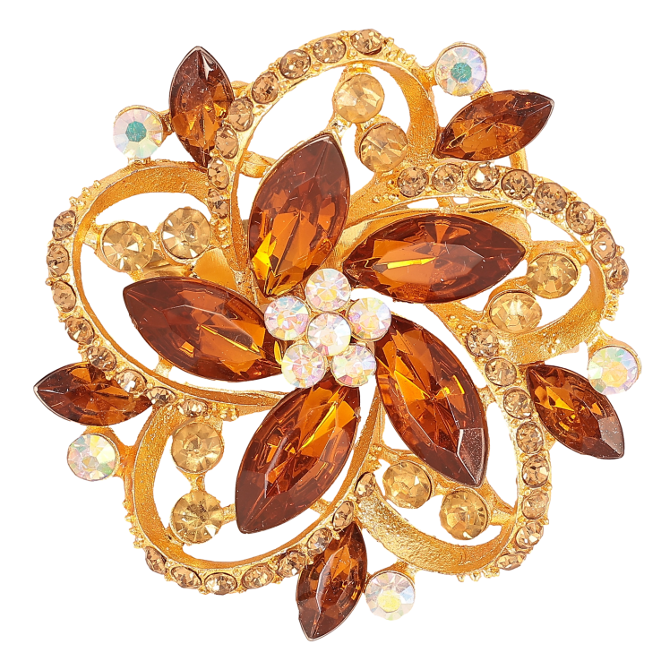 Брошка "Квітка з коричневими стразами" фото №24