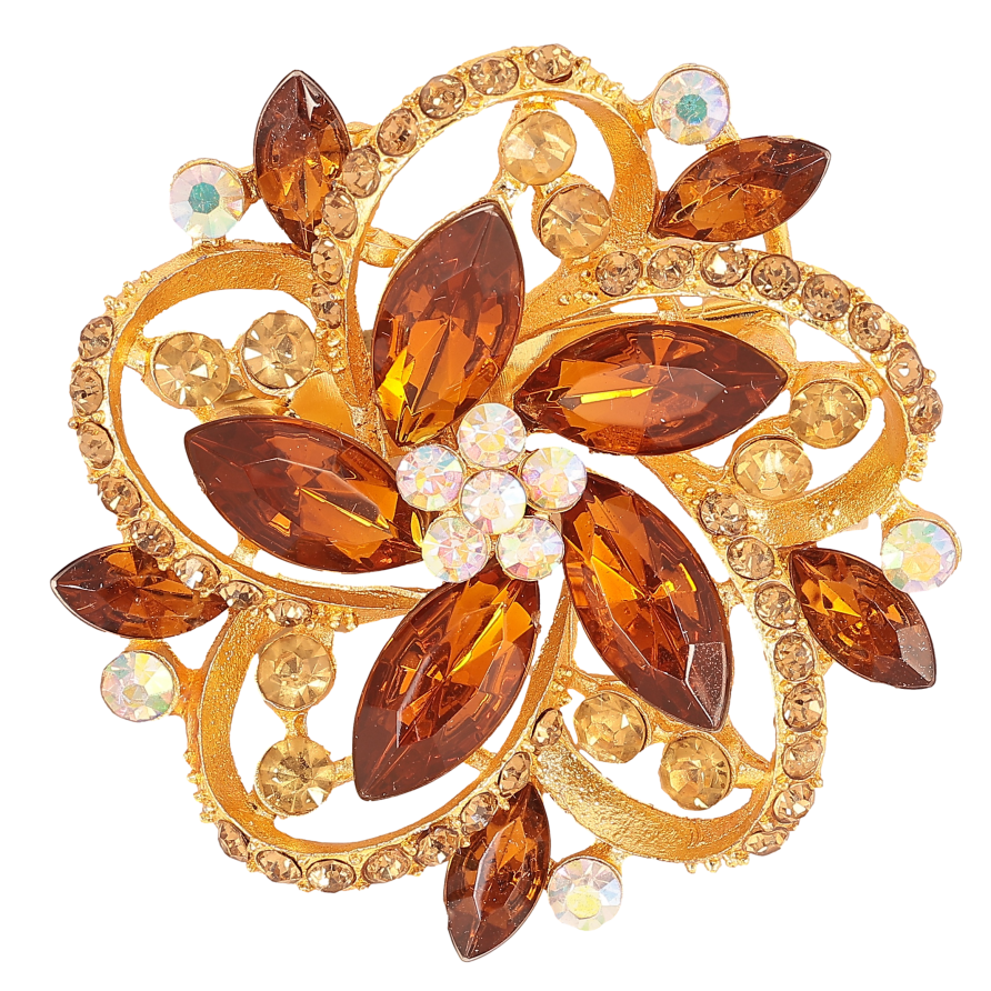 Брошь "Цветок с коричневыми стразами" фото №1 Брошь "Цветок с коричневыми стразами" фото №1