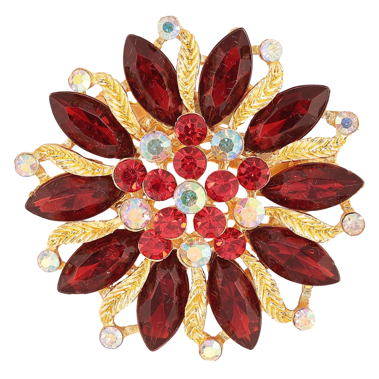 Брошь "Цветок с красными стразами"  фото №21