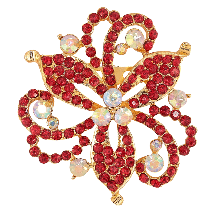 Брошка "Квітка з червоними стразами" фото №21