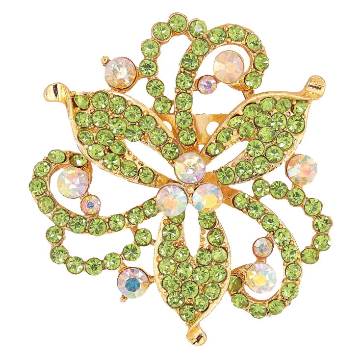 Брошка "Квітка з зеленими стразами" фото №18