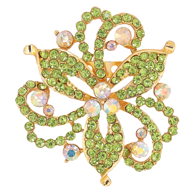 Брошь "Цветок с зелеными стразами" фото №1