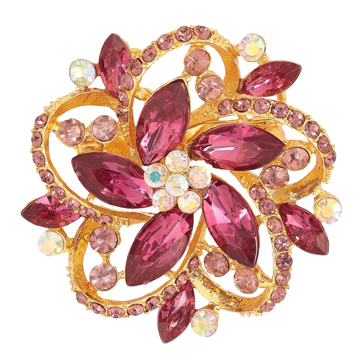 Брошь "Цветок с бордовыми стразами" фото №3 Брошь "Цветок с бордовыми стразами" фото №3