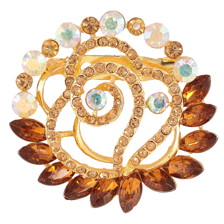 Брошка "Квітка з коричневими стразами" фото №6