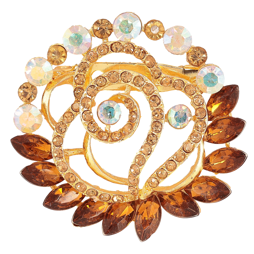 Брошка "Квітка з коричневими стразами" фото №1