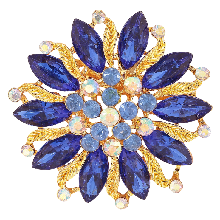 Брошь "Цветок с синими стразами"  фото №20