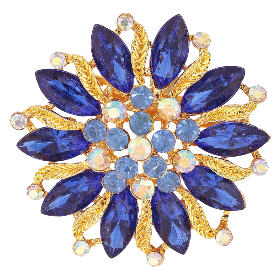 Брошь "Цветок с синими стразами"  фото №1
