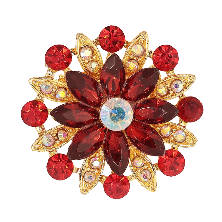 Брошь "Цветок с красными стразами" фото №16