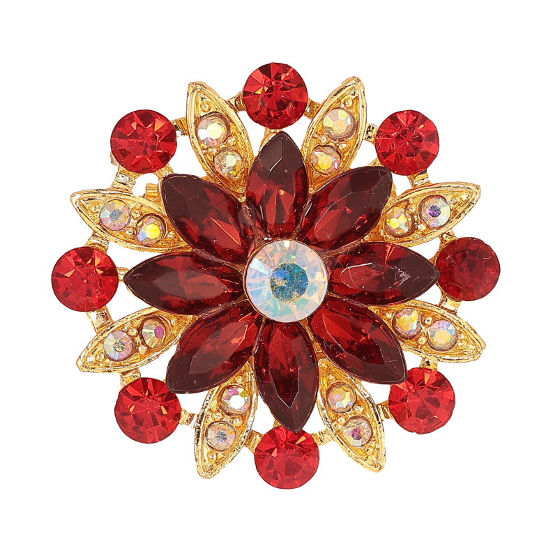 Брошь "Цветок с красными стразами" фото №1