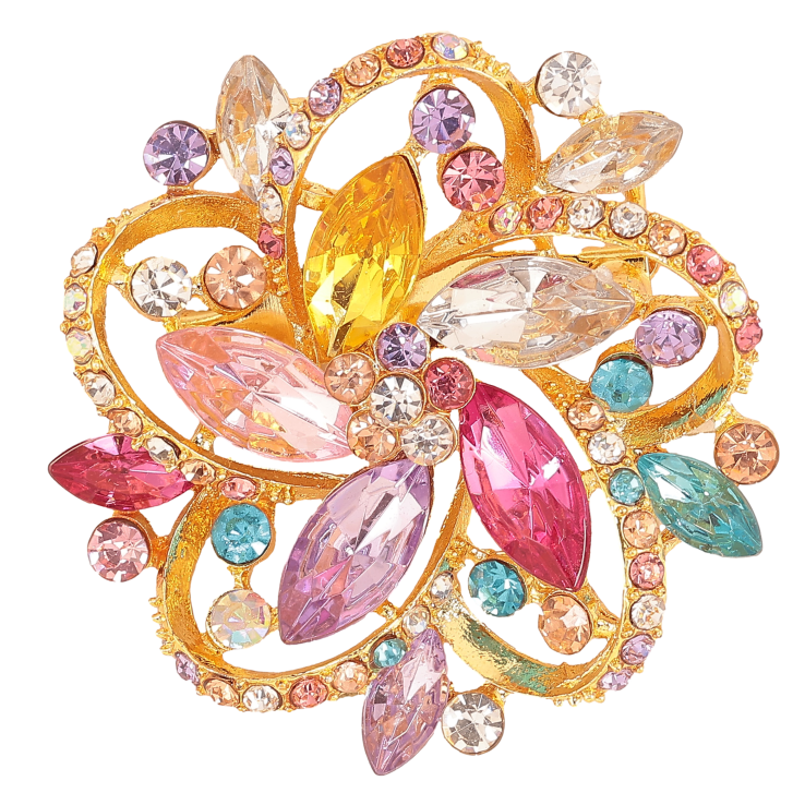 Брошка "Квітка з різнокольоровими стразами" фото №25
