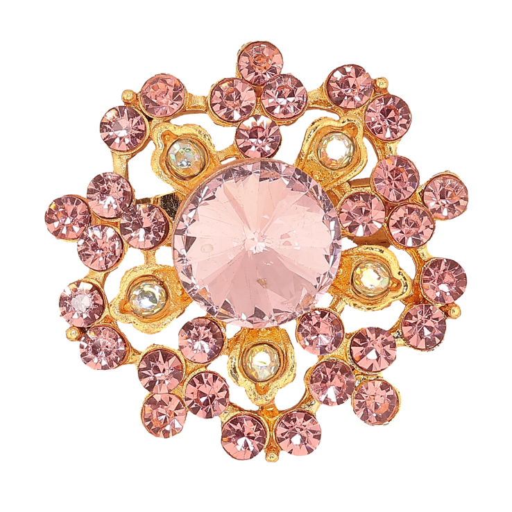 Брошка "Квітка з рожевими стразами" фото №6