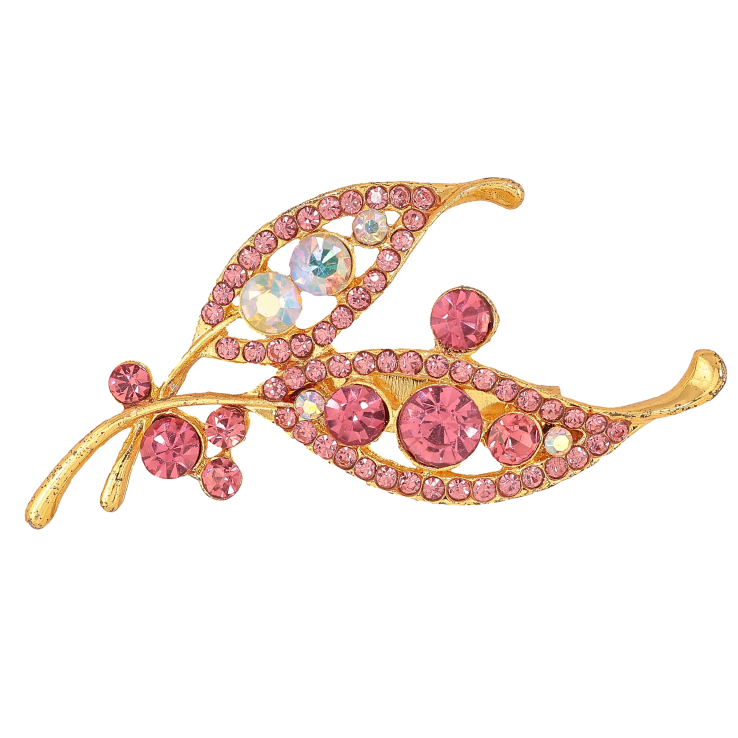 Брошь "Веточка с розовыми стразами" фото №3