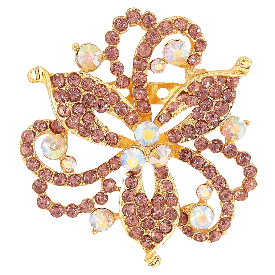 Брошь "Цветок с бордовыми стразами" фото №1