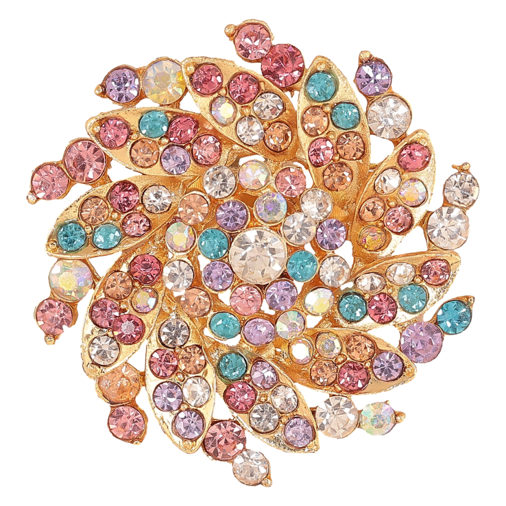 Брошка "Квітка з різнокольоровими стразами" фото №14