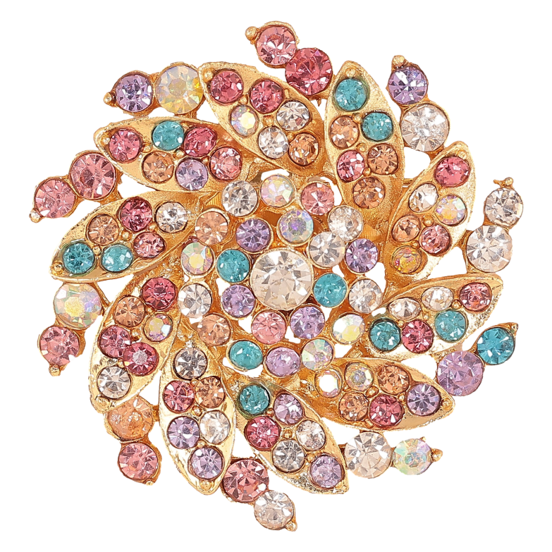 Брошка "Квітка з різнокольоровими стразами" фото №8