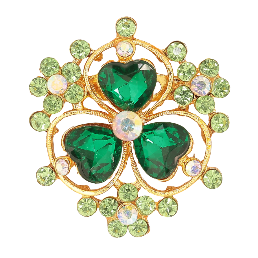Брошь "Цветок с зелеными стразами"  фото №1
