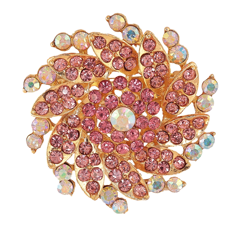 Брошка "Квітка з рожевими стразами" фото №16