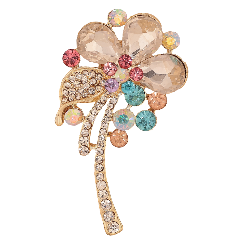 Брошка "Квітка з різнокольоровими стразами" фото №1