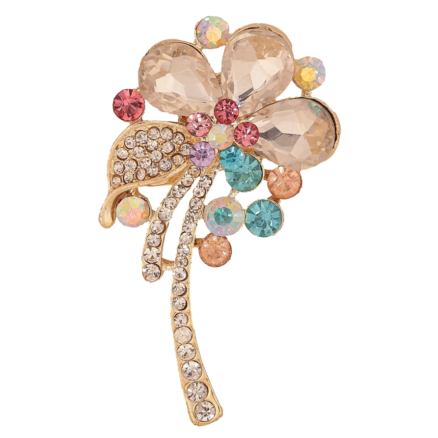 Брошка "Квітка з різнокольоровими стразами" фото №1