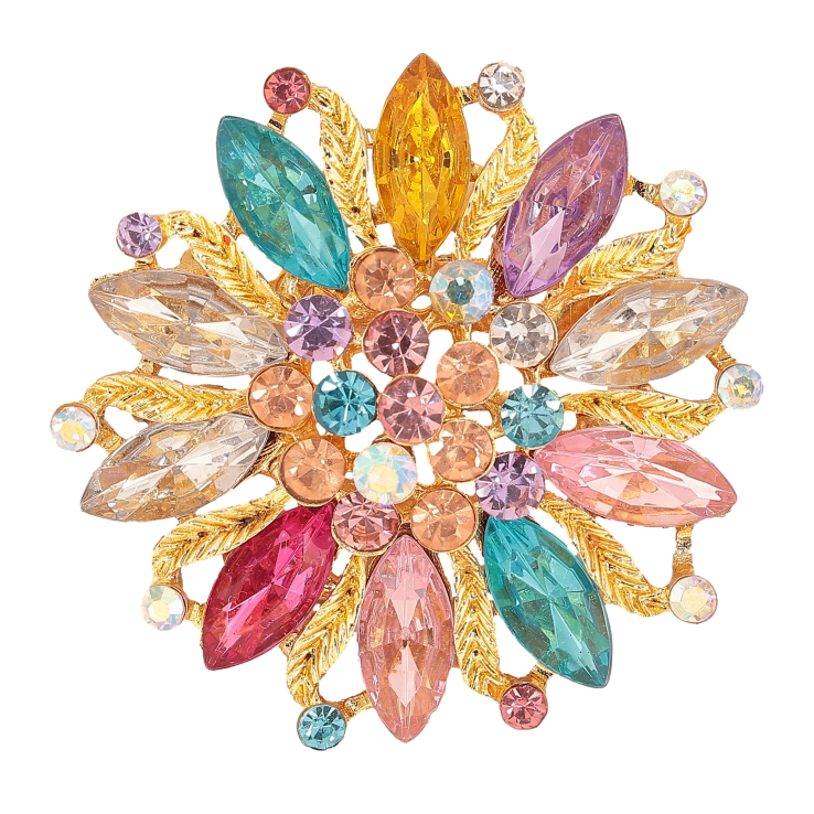 Брошь "Цветок с разноцветными стразами"  фото №25