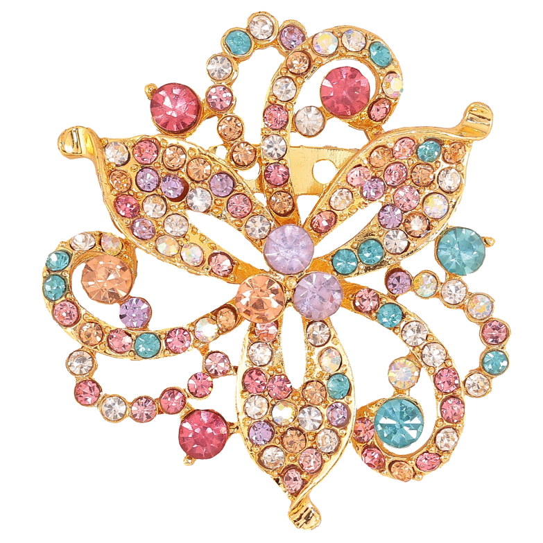 Брошь "Цветок с разноцветными стразами" фото №1