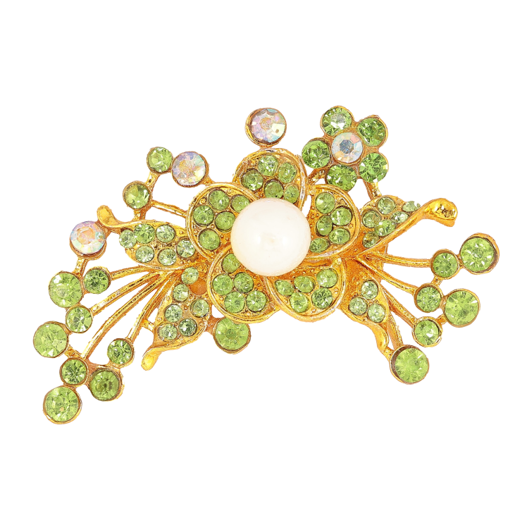 Брошка "Квіткова композиція з зеленими стразами" фото №6