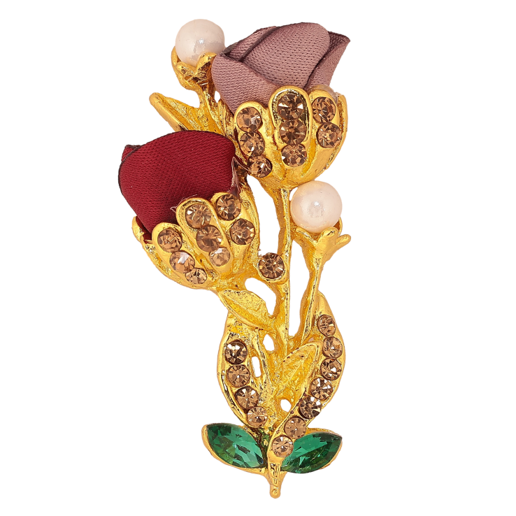 Брошь "Цветочек с атласными розами и стразами" фото №15