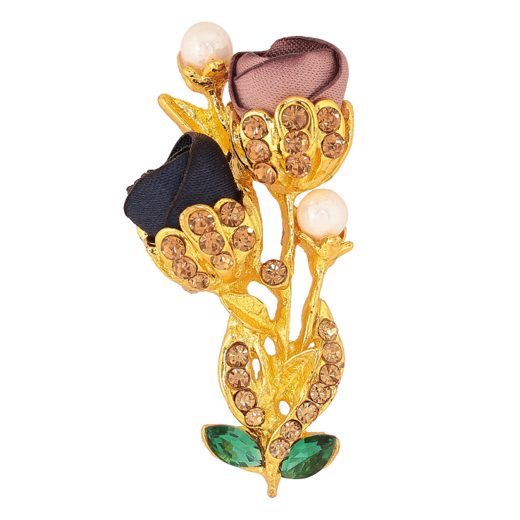 Брошка "Квіточка з атласними трояндами та стразами" фото №18