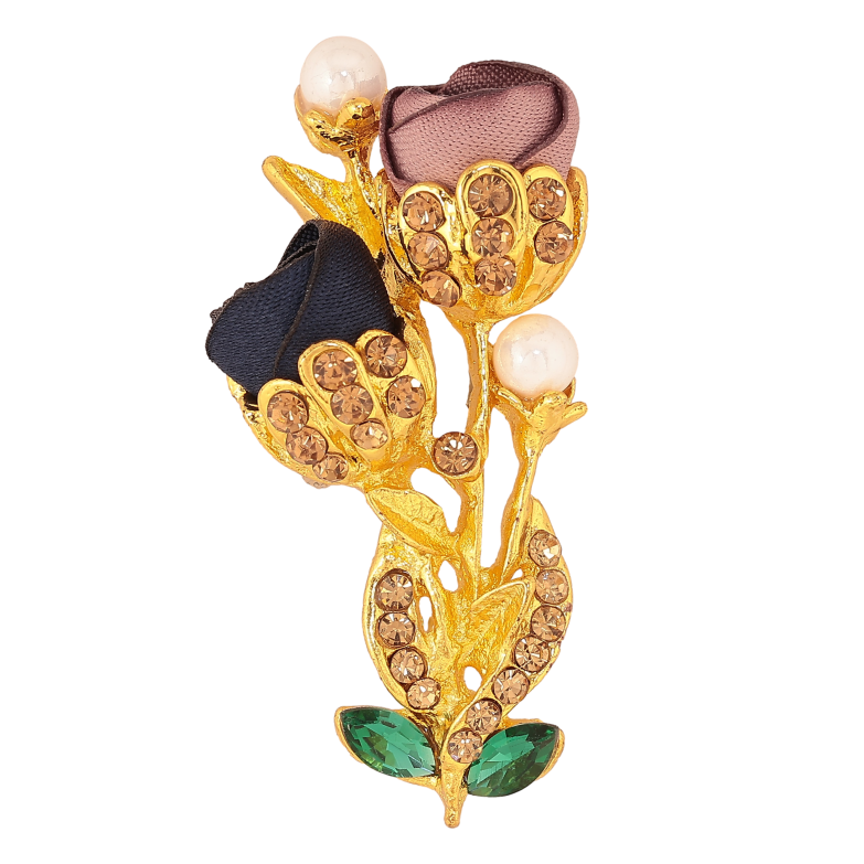 Брошка "Квіточка з атласними трояндами та стразами" фото №1