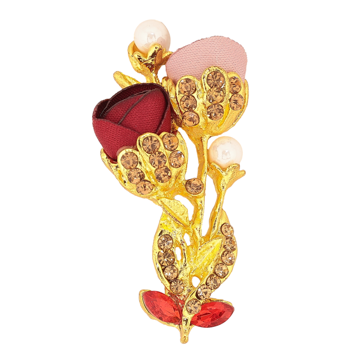 Брошка "Квіточка з атласними трояндами та стразами" фото №14