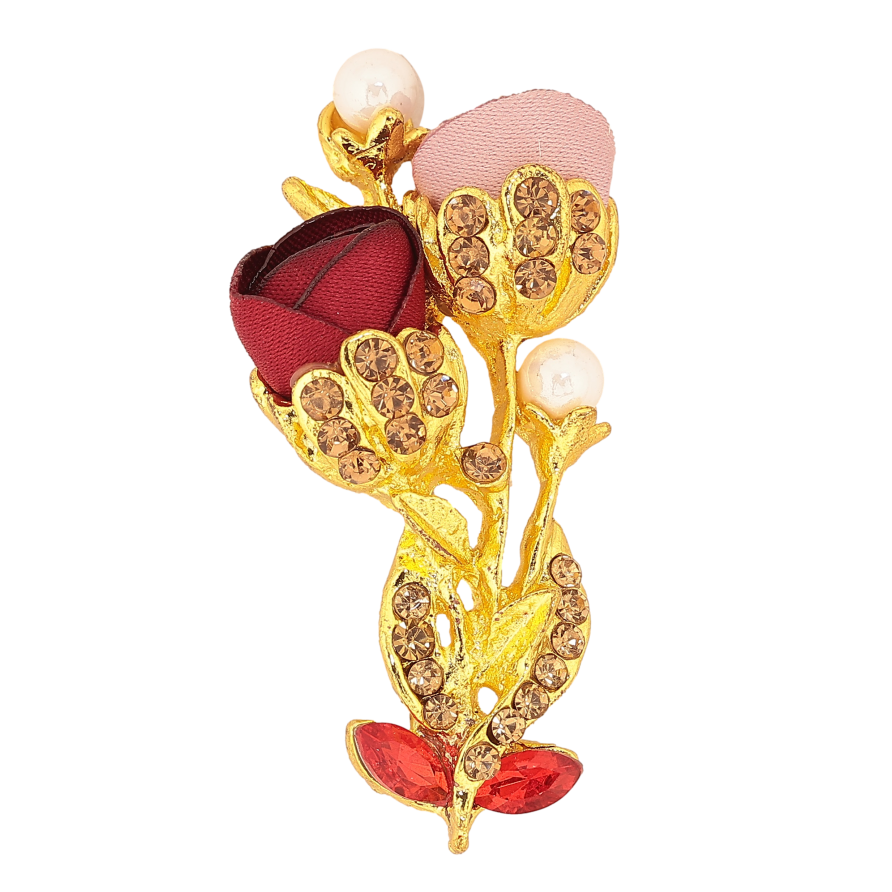 Брошка "Квіточка з атласними трояндами та стразами" фото №1