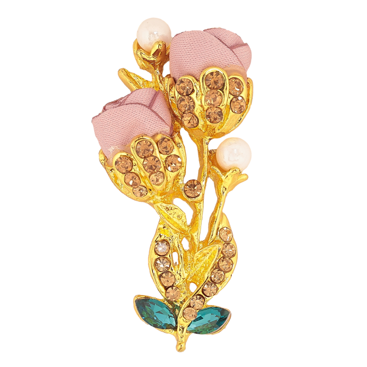 Брошка "Квіточка з атласними трояндами та стразами" фото №12