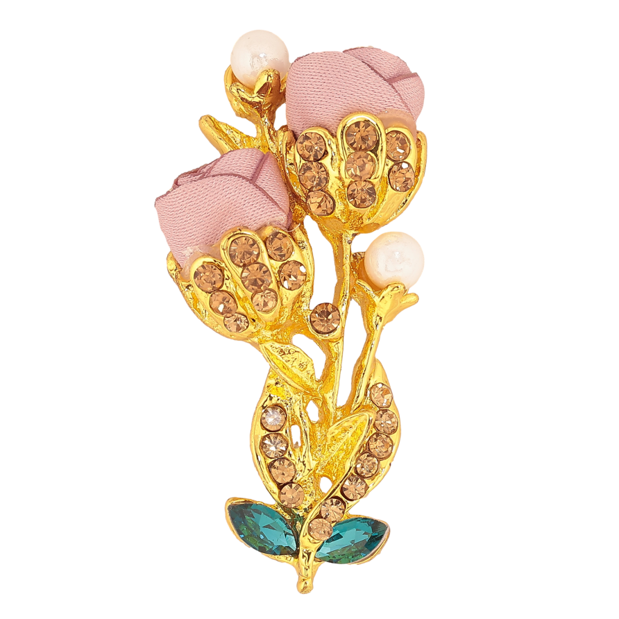 Брошка "Квіточка з атласними трояндами та стразами" фото №1